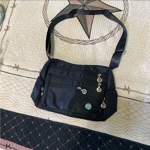 Black Crossbody Bag with Silver Accents